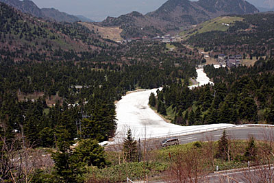 横手山から見たスキー場