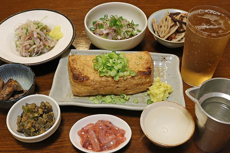 福井名物の 大きな油揚げ メインの晩ごはん こんなの食べたよ