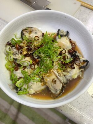 初めてやった牡蛎の中華風蒸し物